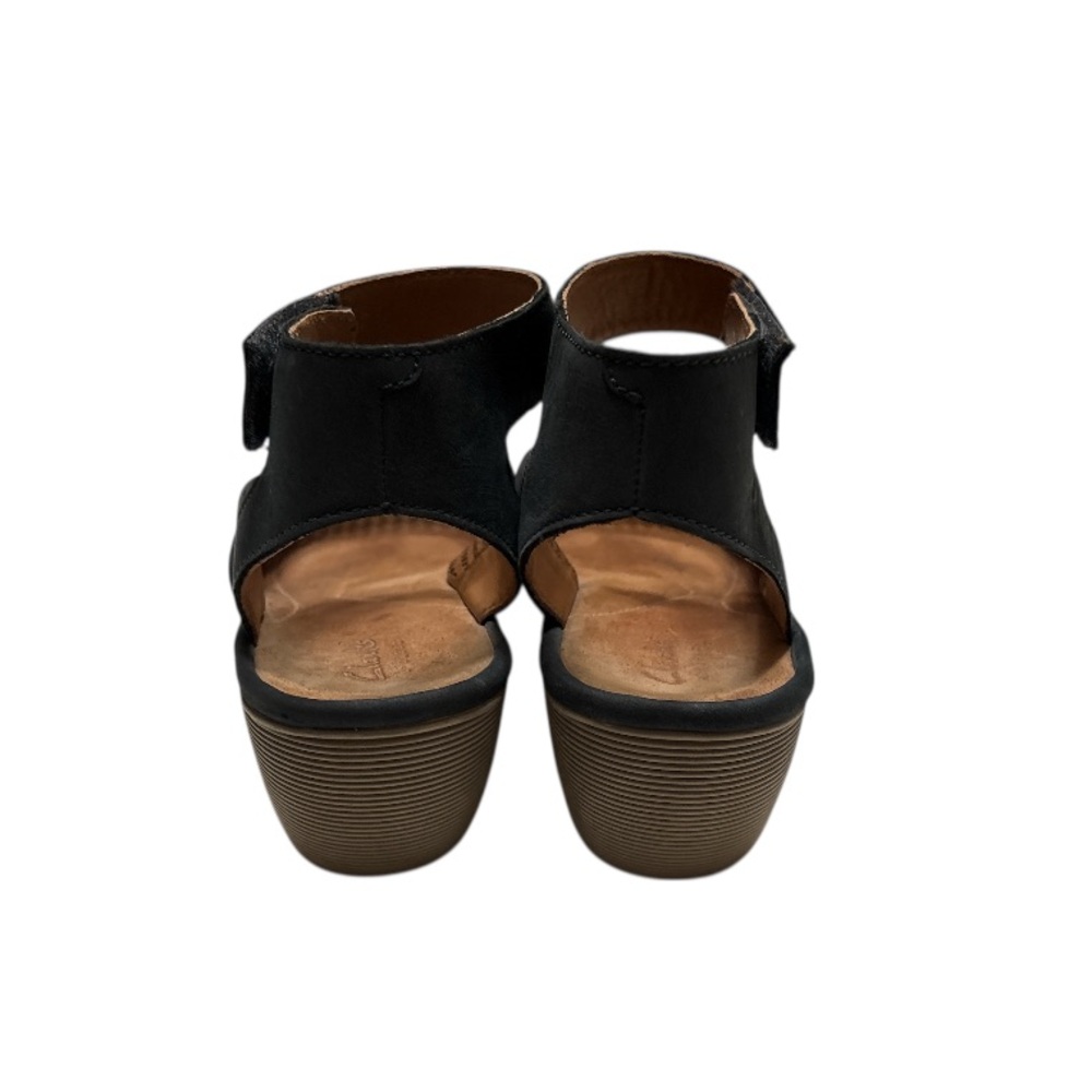 Clarks Navy Blue Perforated Wedge Sandals,Size 7.5 - Picture 3 of 7